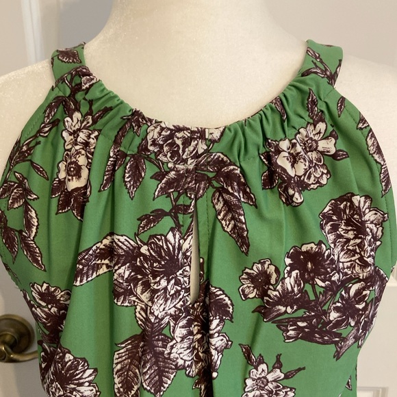 Pretty Green and Brown/White Halter Summer Dress or CoverUp. Size Medium. - Picture 5 of 8